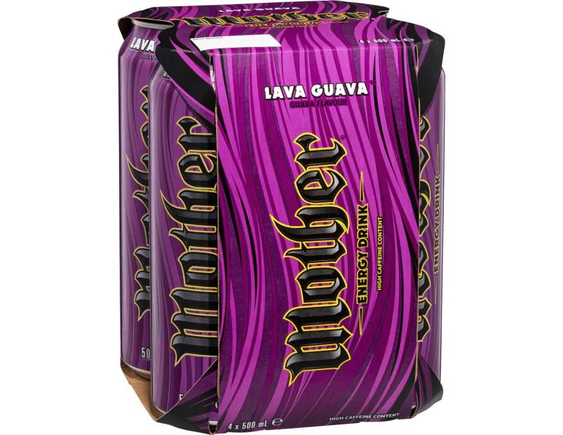 Mother Lava Guava Energy Drink Can 500ml X 4 Pack