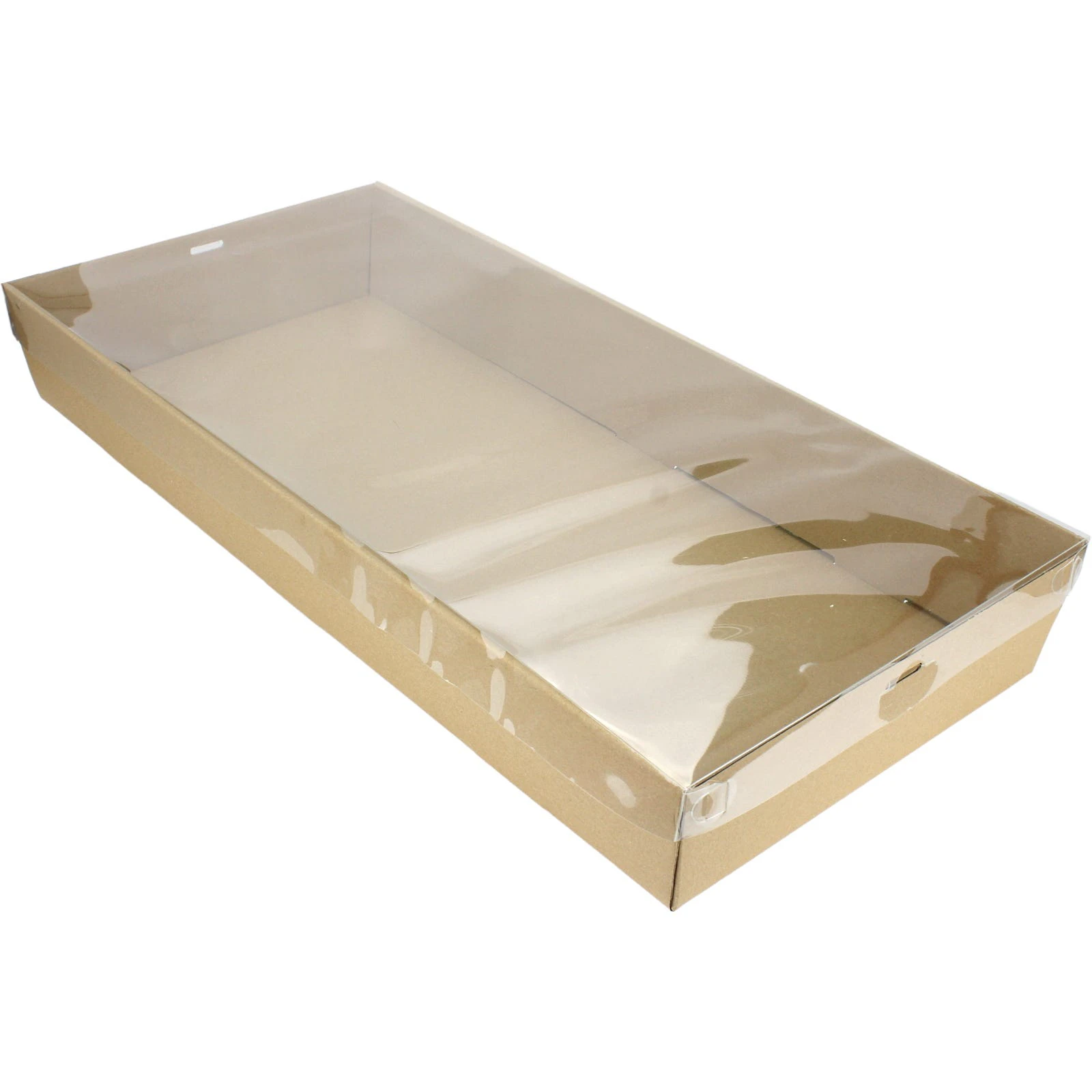 Kraft Grazing Box with Clear Plastic Lid 58cm x 28cm x 8cm