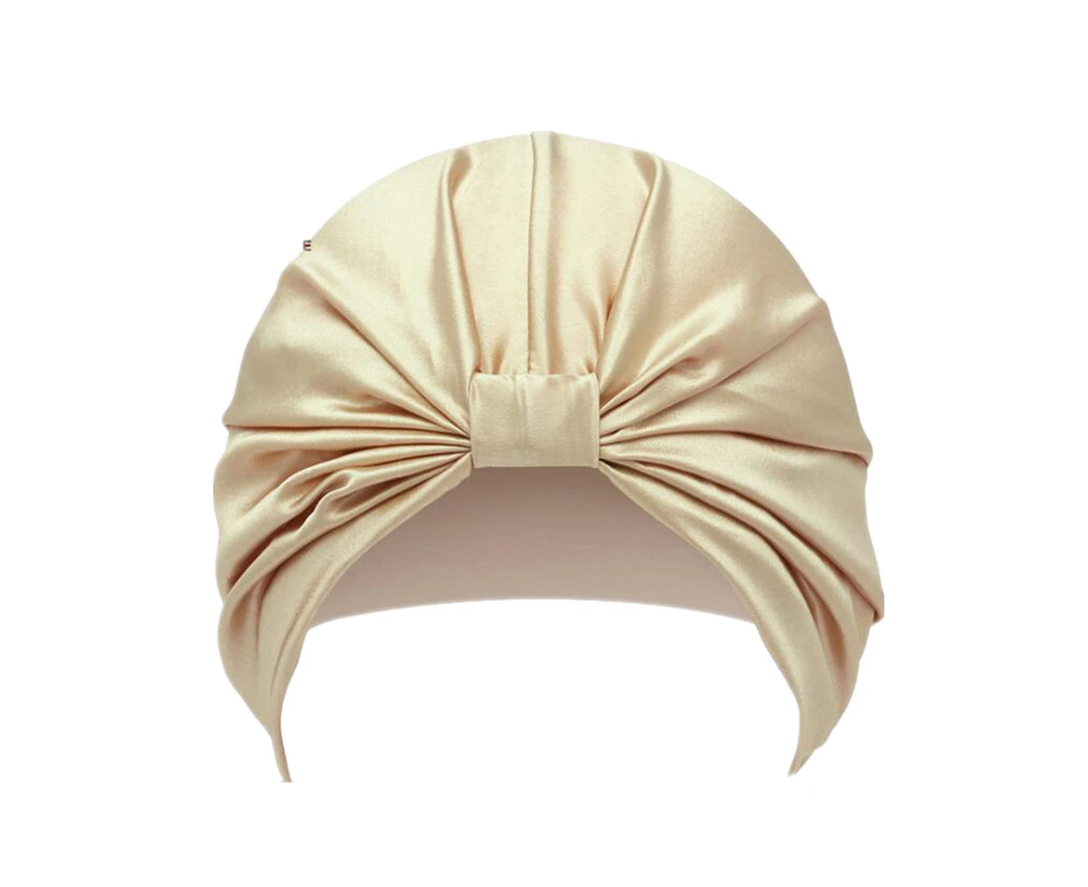 Women Soft Pure Silk Charmeus Night Sleep Cap Hair Bonnet Silk Comfortable Head Cover Wide Elastic Band Hair Loss Hat