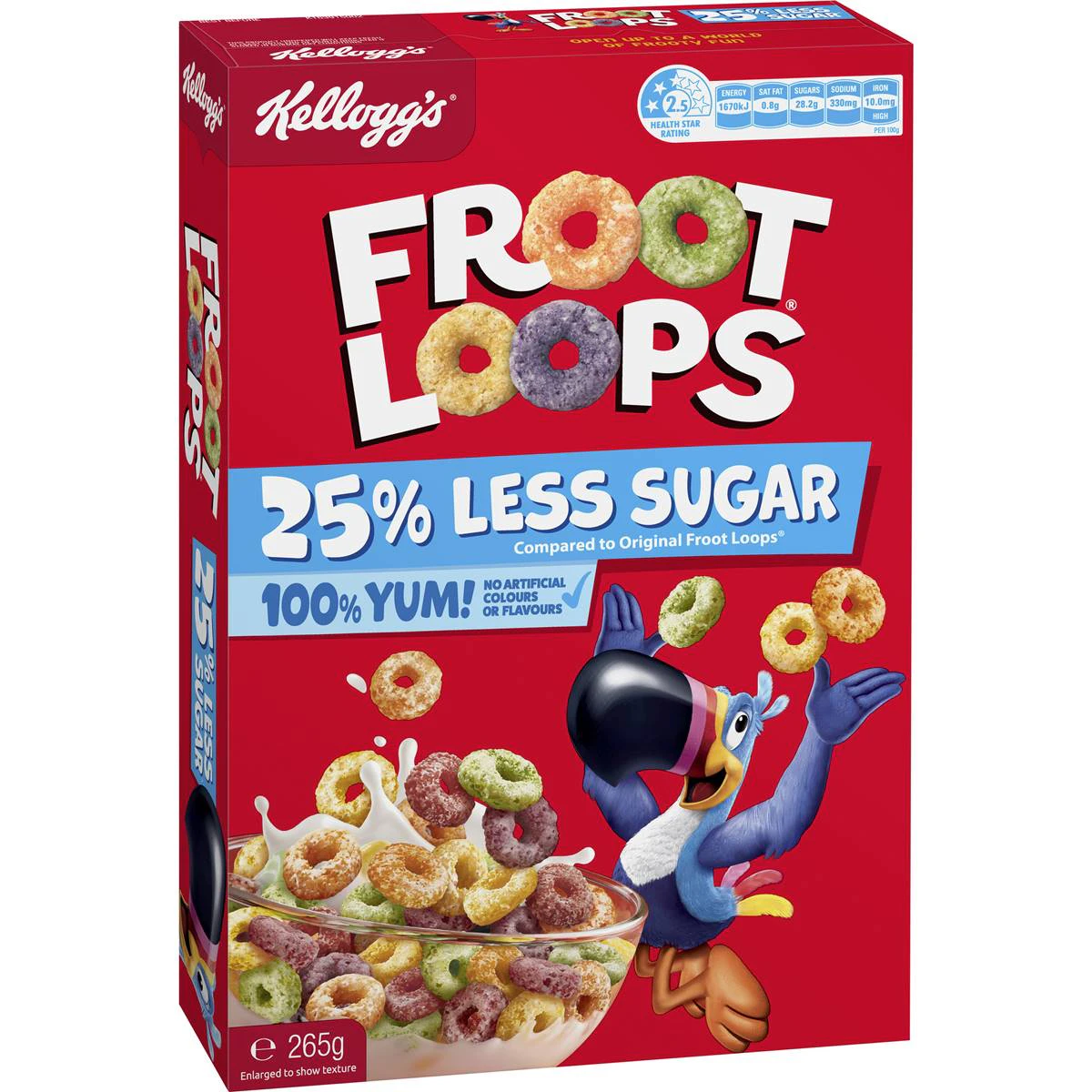 Kelloggs Froot Loops Kids Breakfast Cereal Less Sugar 265g