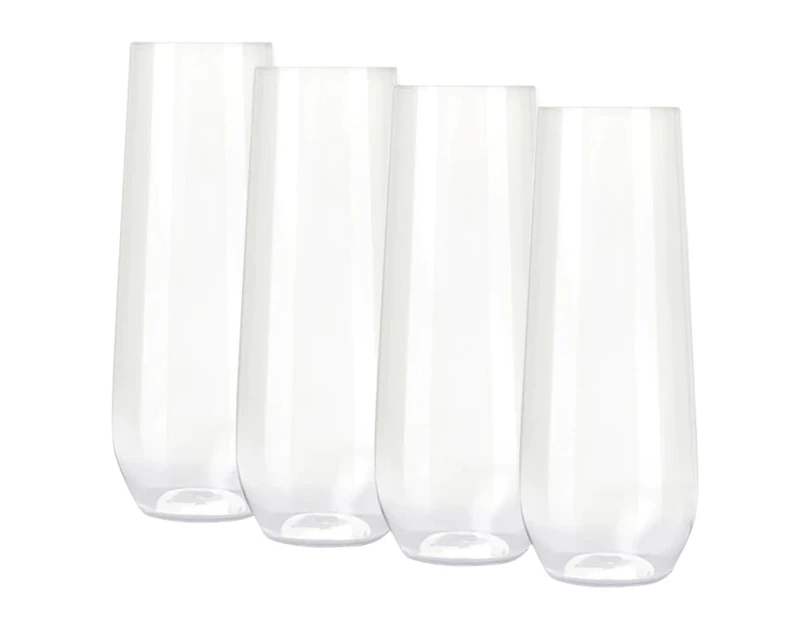 Clear Plastic Stemless Champagne Glasses 250ml (Pack of 4)