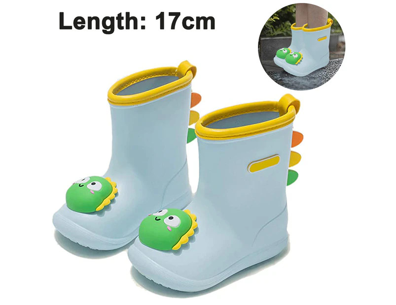 Rubber Waterproof Rain Boots with Easy On Handles Non Slip Durable Mud Boots Rain Shoes for Toddler and Kids - Blue