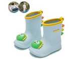 Rubber Waterproof Rain Boots with Easy On Handles Non Slip Durable Mud Boots Rain Shoes for Toddler and Kids - Blue