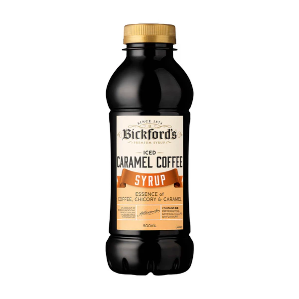 Bickfords Caramel Iced Coffee Syrup Less Sugar 500ml