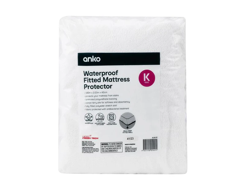 Fitted Waterproof Mattress Protector - Anko