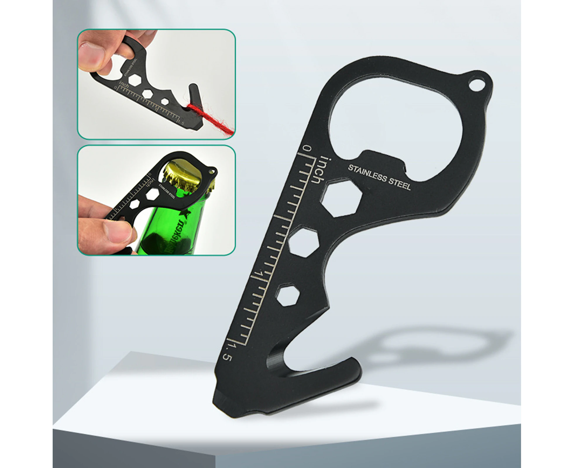 Multi-purpose Tool Portable Bottle Opener Camping Gear High Strength Outdoor Tool Combination for Outdoor  Black