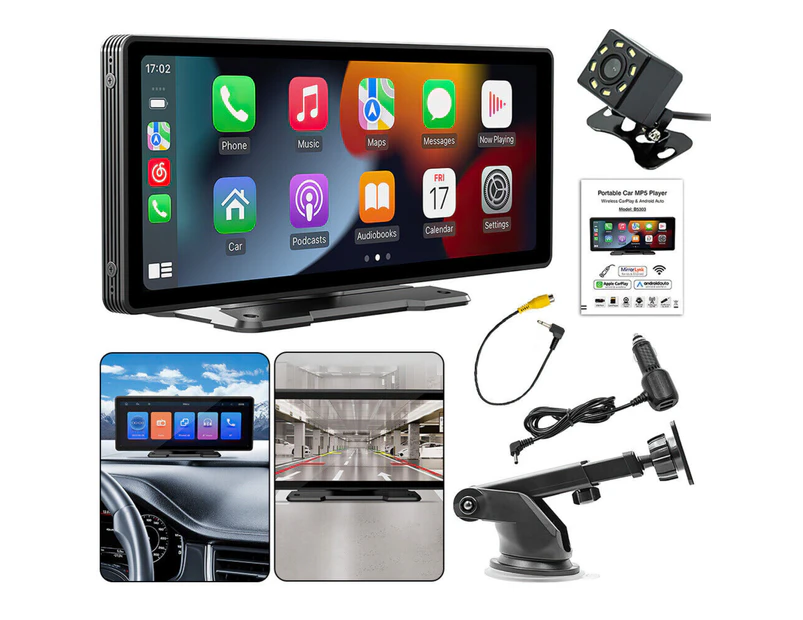 Apple Carplay Android 9" Portable Car Stereo Radio Wireless Auto FM Bluetooth