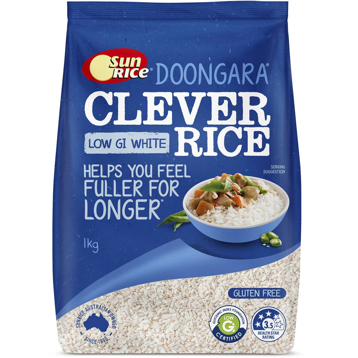 Sunrice Clever Rice Low Gi White Rice Pouch 1kg