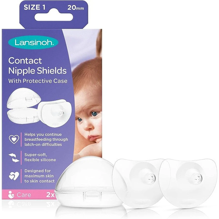 Lansinoh Contact Nipple Shields with Carrying Case 2 Pack Size 20 mm