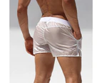 Breathable Swim Trunks Soft Beachwear See-through Design Swimming Pants Water Sports Clothing  White