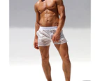 Breathable Swim Trunks Soft Beachwear See-through Design Swimming Pants Water Sports Clothing  White