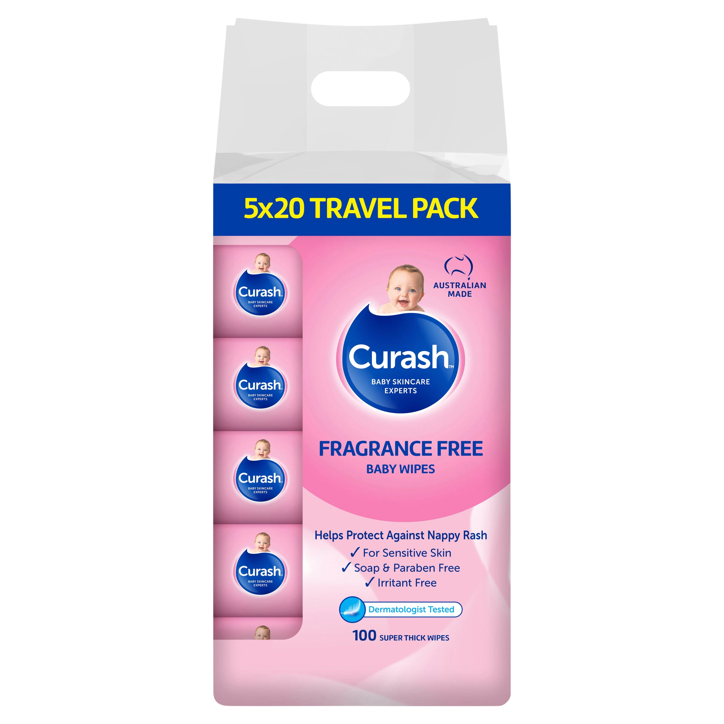 Curash Babycare Fragrance Free Wipes 5 x 20