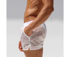 Breathable Swim Trunks Soft Beachwear See-through Design Swimming Pants Water Sports Clothing  White