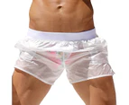 Breathable Swim Trunks Soft Beachwear See-through Design Swimming Pants Water Sports Clothing  White