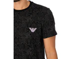 Emporio Armani Men's Lounge Brand Pattern T-Shirt - Black