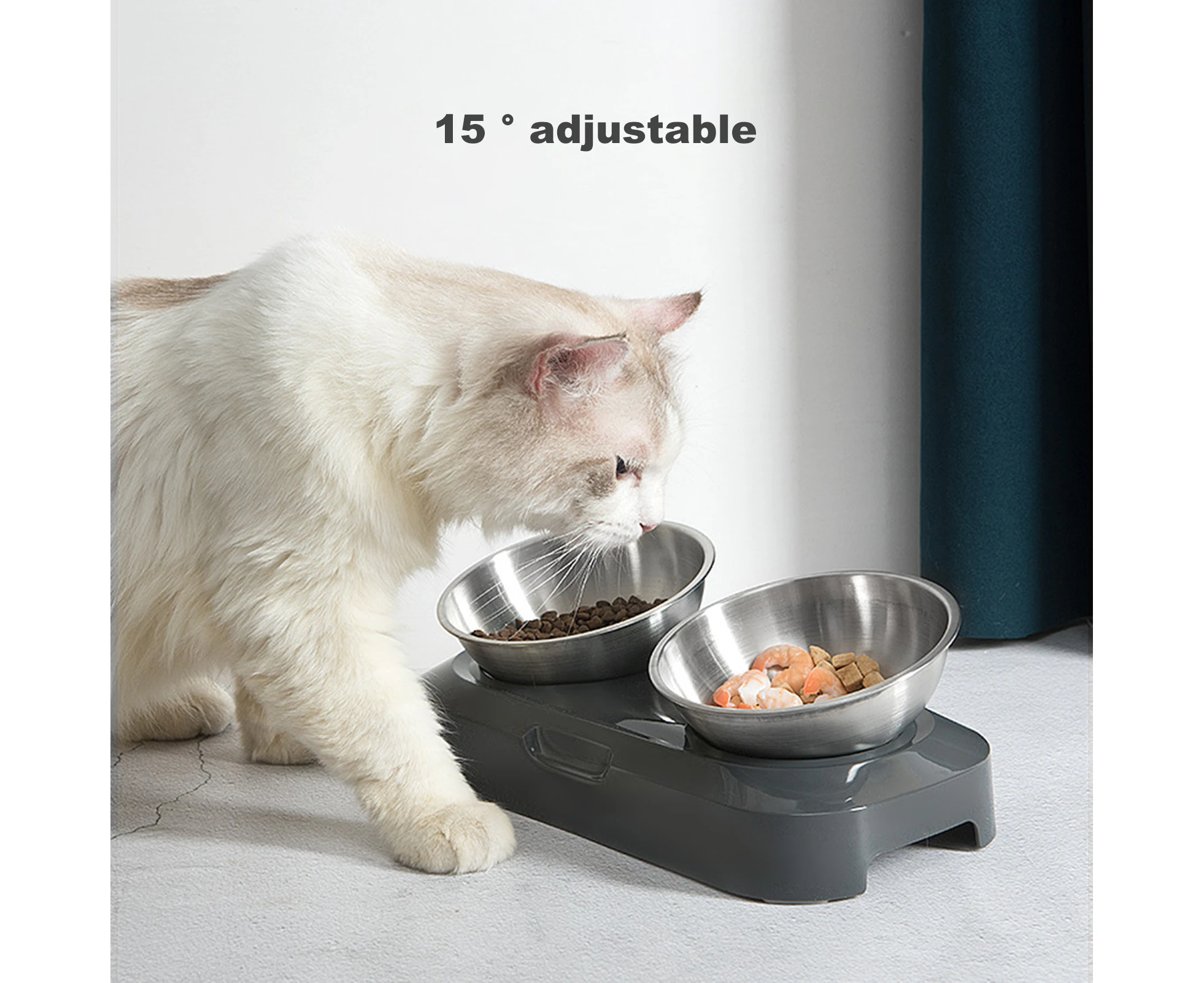 Food Water Feeder Stainless Steel Neck Guard Heightened Base Pet Double Water Food Feeding Bowl Cats Supplies