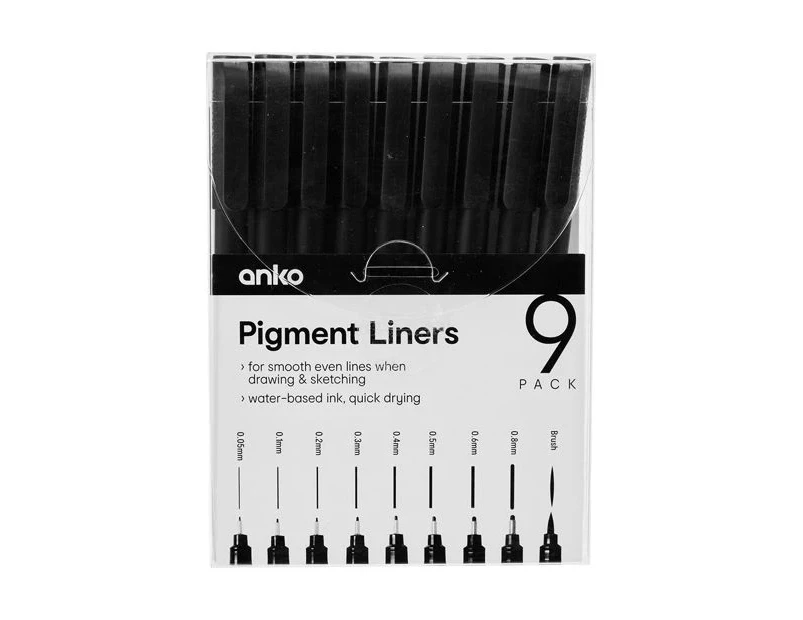 Pigment Liners, 9 Pack - Anko