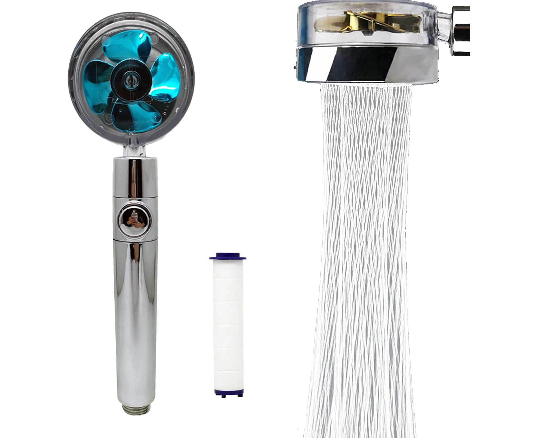 High Pressure Water Saving Shower，High-pressure shower head with filter and pause switch， Easy Install Handheld Turbocharged Shower Head 360 Degrees Rotati