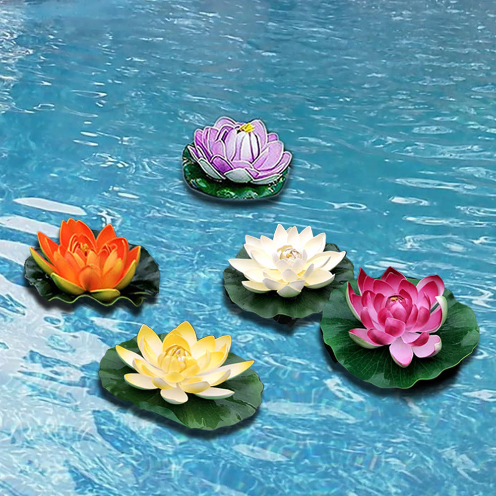 6Pcs Artificial Floating Lotus Flowers Life Like Artificial Plants Garden Pond Pool Decoration