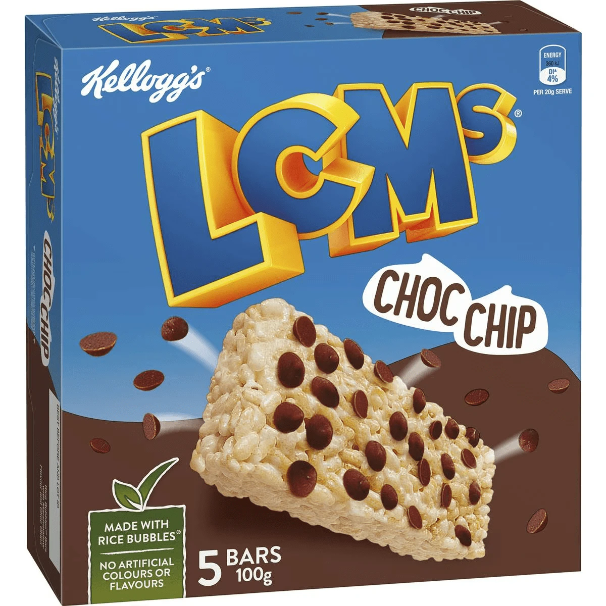 Kelloggs LCMs Choc Chip Rice Snack Cereal Bars 5 Pack