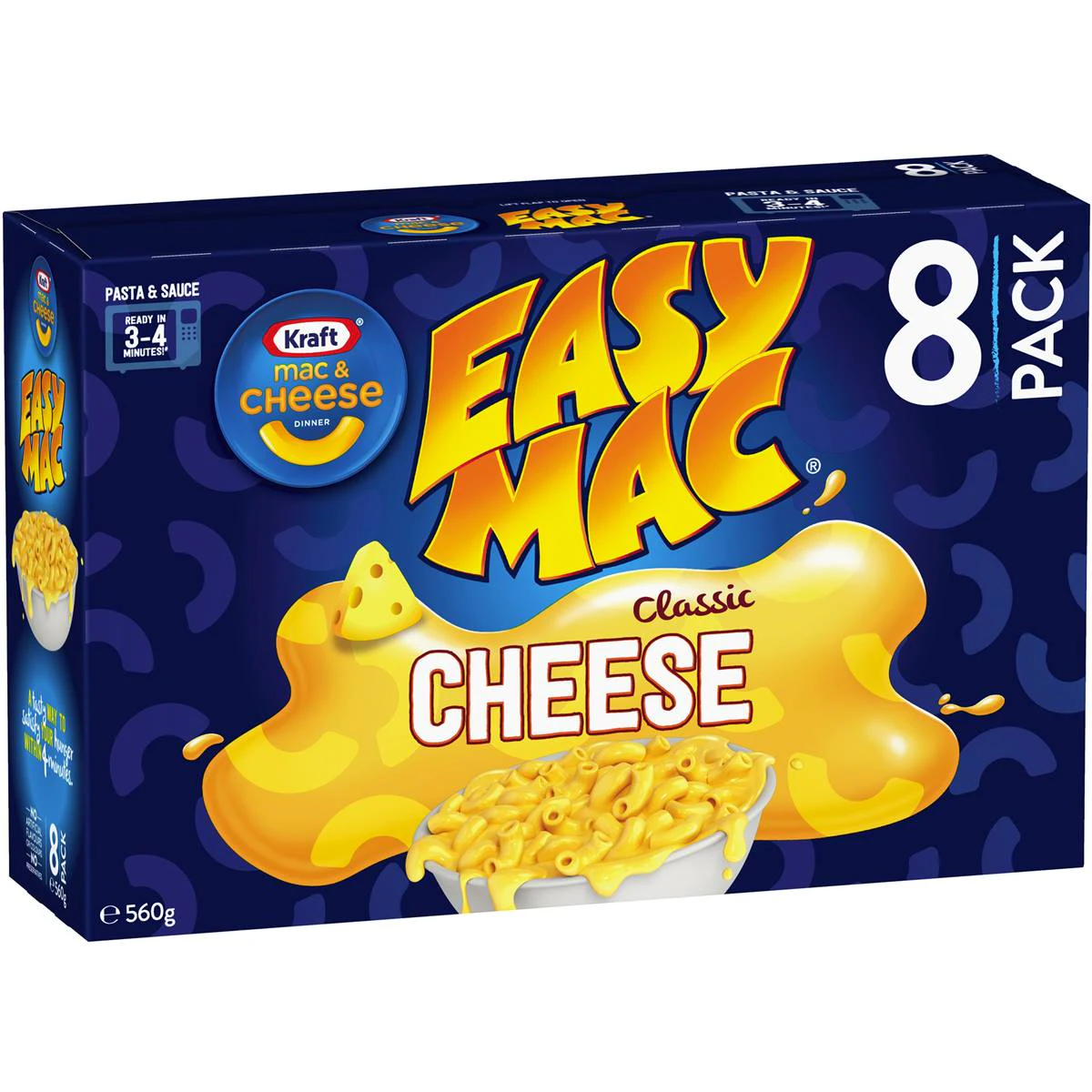 Kraft Easy Mac and Cheese Macaroni Pasta Classic Box 8 Pack 560g