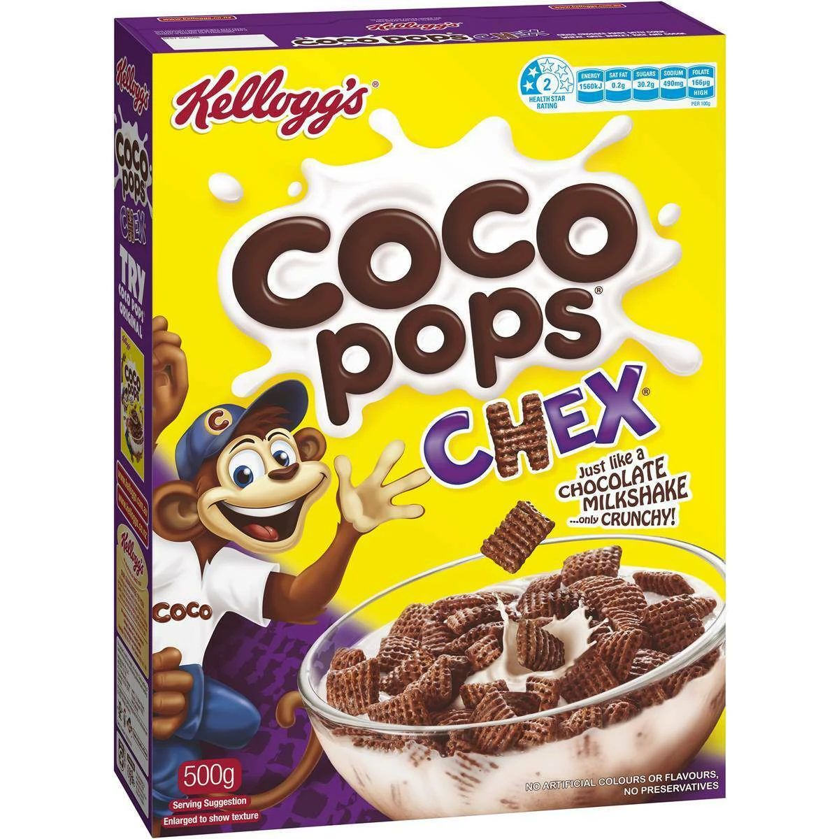 Kelloggs Coco Pops Chocolate Chex Breakfast Cereal 500g