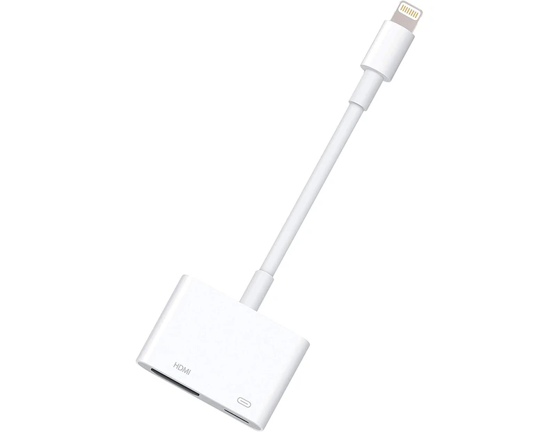 Digital AV Adapter Lightning To HDMI Adapter 1080P with Lightning Charging Port for Select IPhone, IPad and IPod Models and TV Monitor Projector (White)