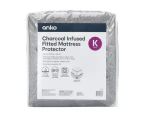 Charcoal Infused Fitted Mattress Protector, King Bed - Anko