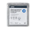 Charcoal Infused Fitted Mattress Protector, Double Bed - Anko