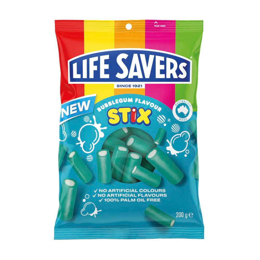 Lifesavers Blue Bubblegum Sherbert Fizz Stix Gummy Candy 220g