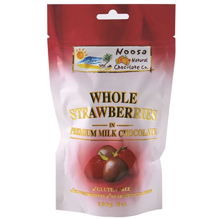 Noosa Natural Choc Co Noosa Natural Chocolate Co. Milk Chocolate Whole Strawberries 100g