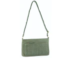 Pierre Cardin Woven Leather Ladies Blazer Women's Shoulder Zip Carry Bag Green