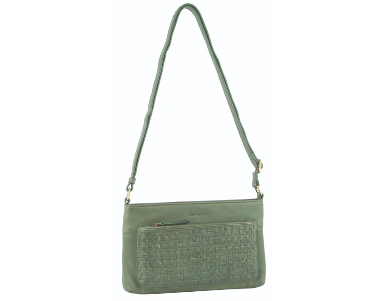 Pierre Cardin Woven Leather Ladies Blazer Women's Shoulder Zip Carry Bag Green