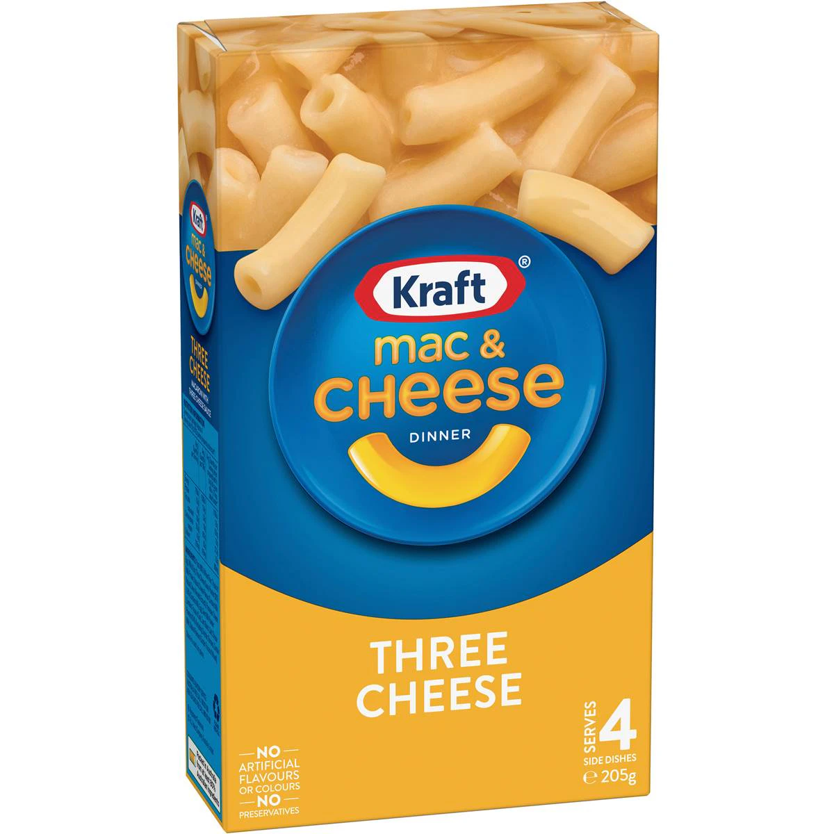 Kraft Mac and Cheese Macaroni Pasta Three Cheese Box 4 Pack 205g