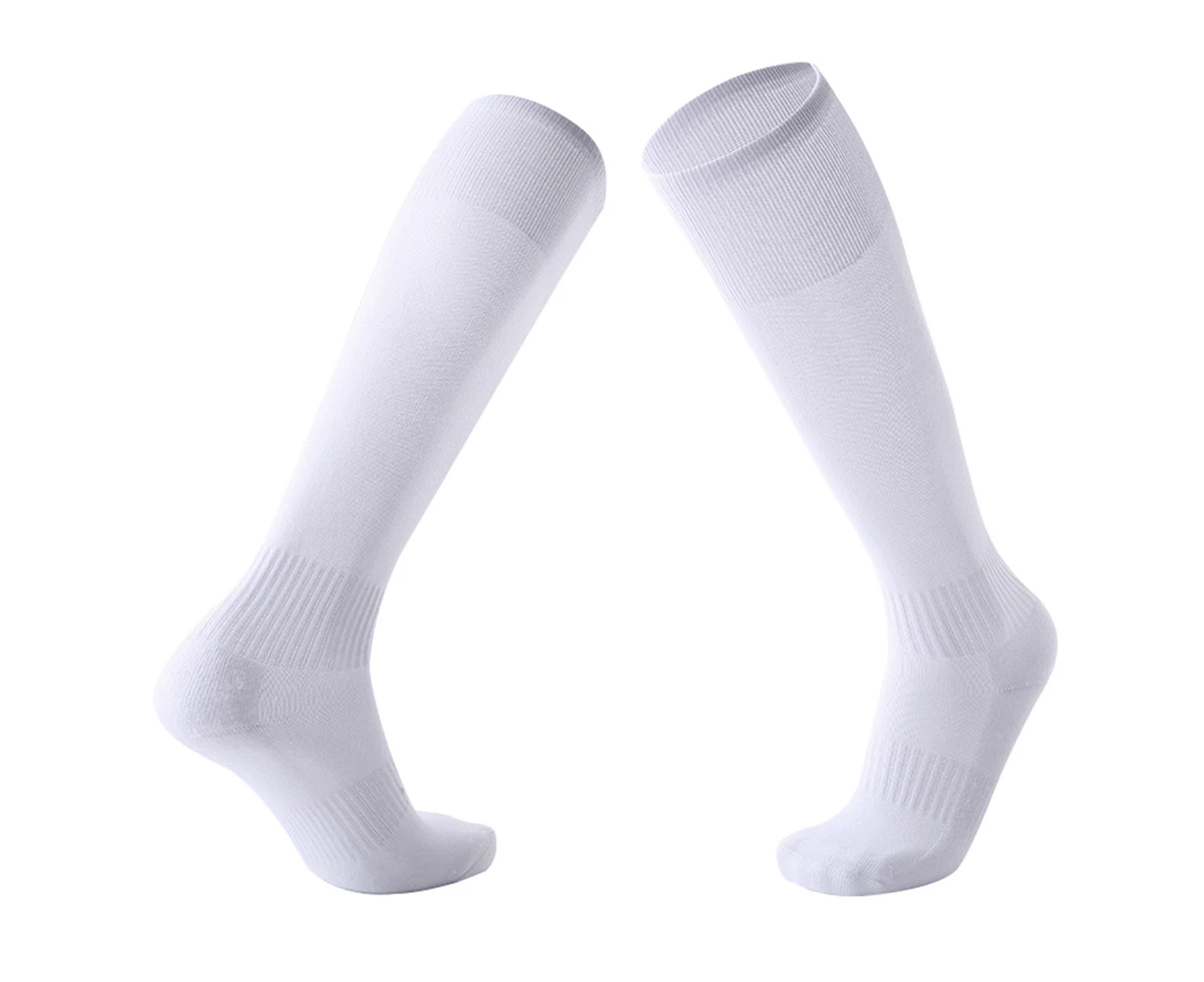 Outdoor Sports Breathable Unisex Hiking Soccer Knee High Compression Tube Socks White