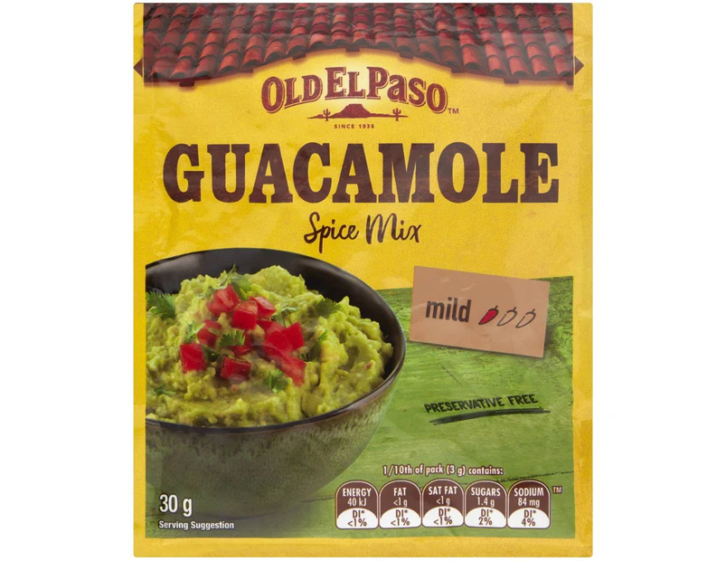 Old El Paso Original Spice Mix for Guacamole Avocado Mexican Seasoning 30g