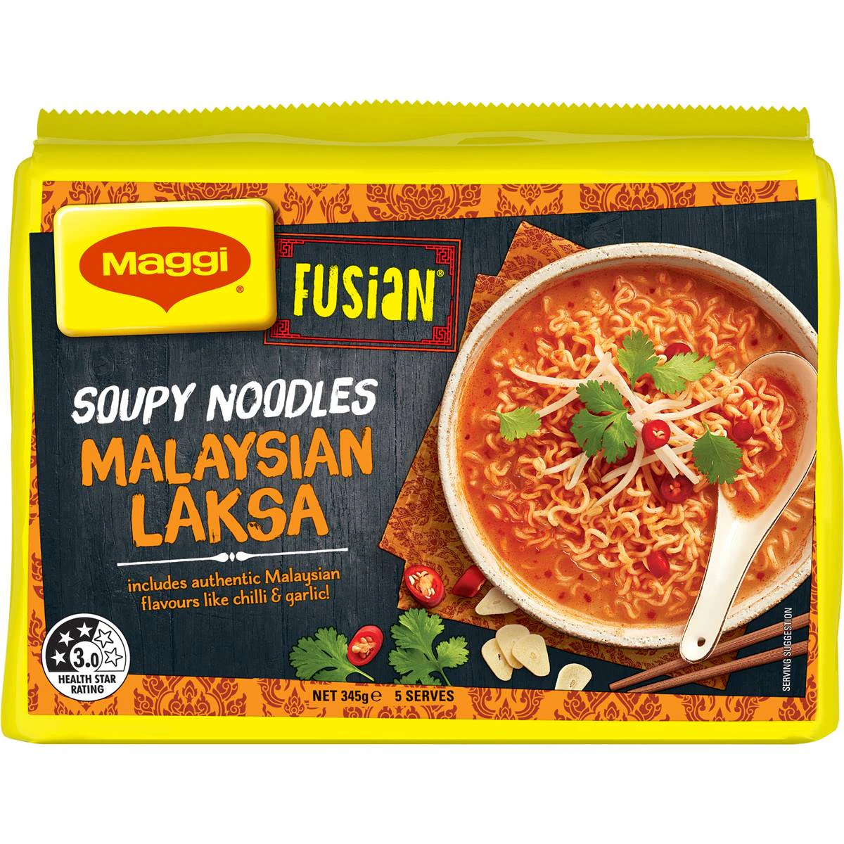 Maggi Fusion Instant Soupy Noodles Malaysian Laksa 5 Pack