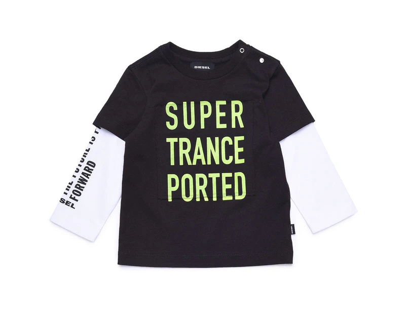 Diesel Babies Black 'Supertranceported' T-shirt