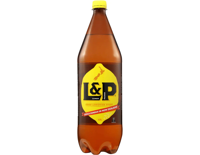 L&P Lemon and Paeroa NZ Famous Fizzy Soda Soft Drink Bottle 1.5L