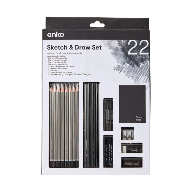 Sketch & Draw Set, 22 Pack - Anko