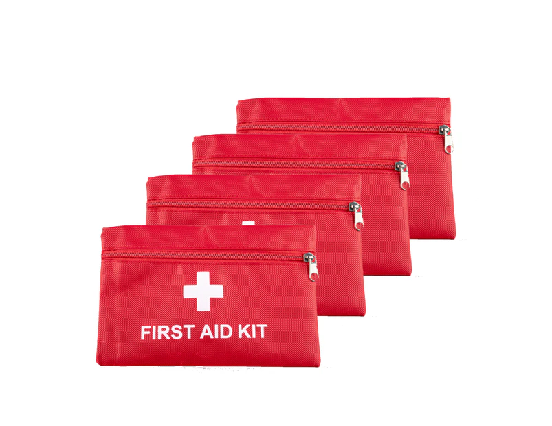 [4PK] 1st Care Red First Aid Storage Bag With Zipper, Survival Kit Is Perfect For Traveling, Storage Medicine Organizer For Emergency At Home, Office, Car,