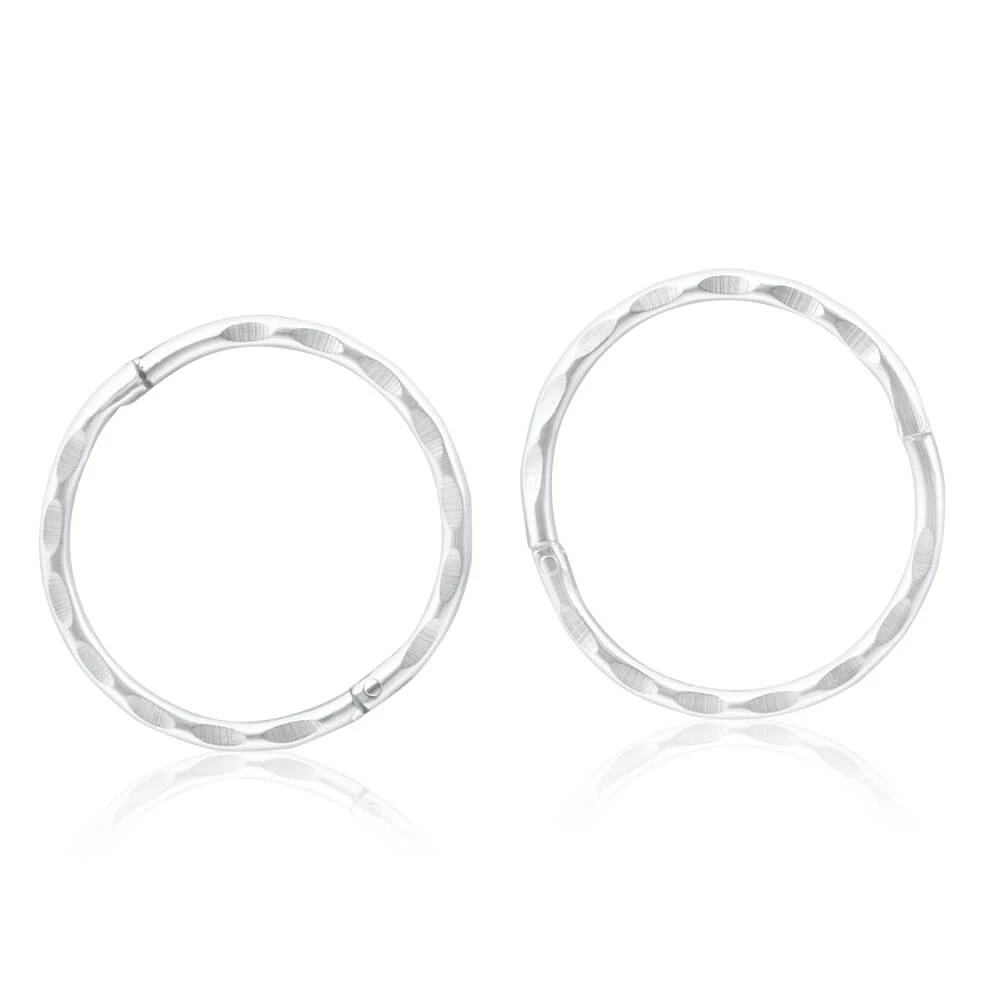 Sterling Silver Faceted Sleeper 13mm Earrings