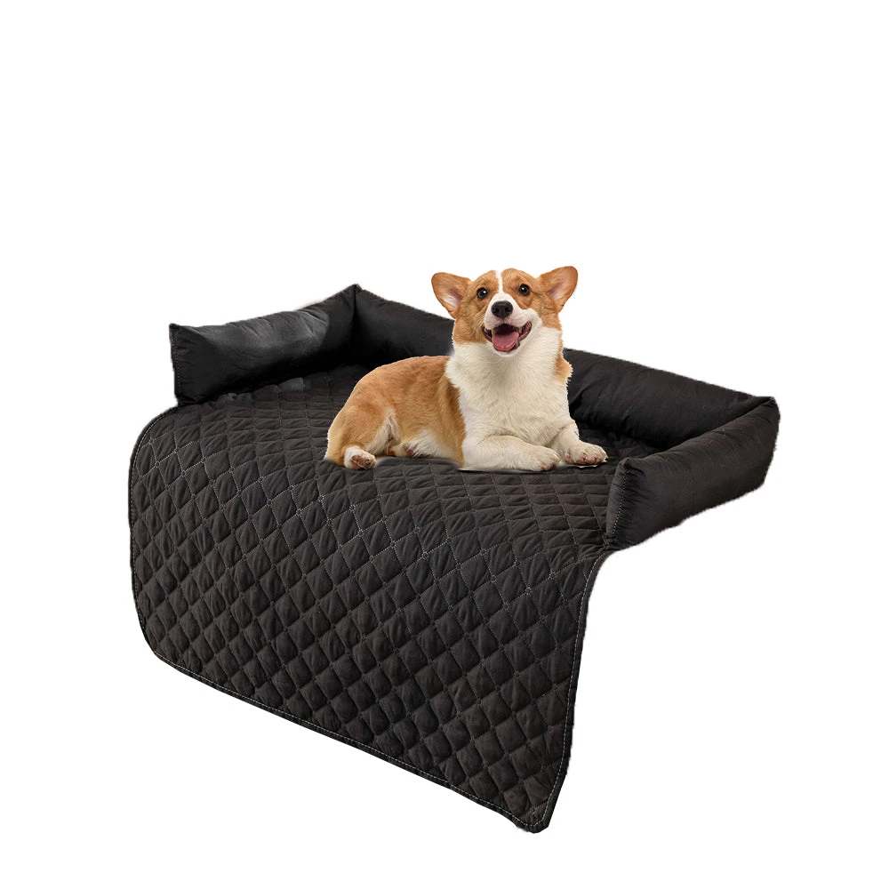 Plaid Water-resistant Sofa Cover for Pet Couch Cover Dogs Bed Cushion Black