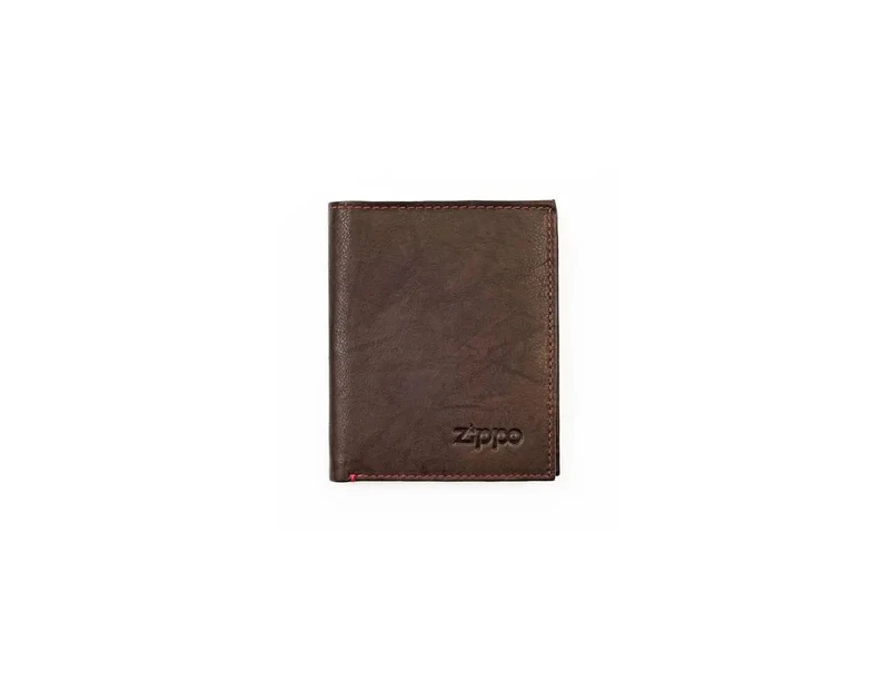 Zippo Mens Genuine Leather Wallet Vertical - Mocha