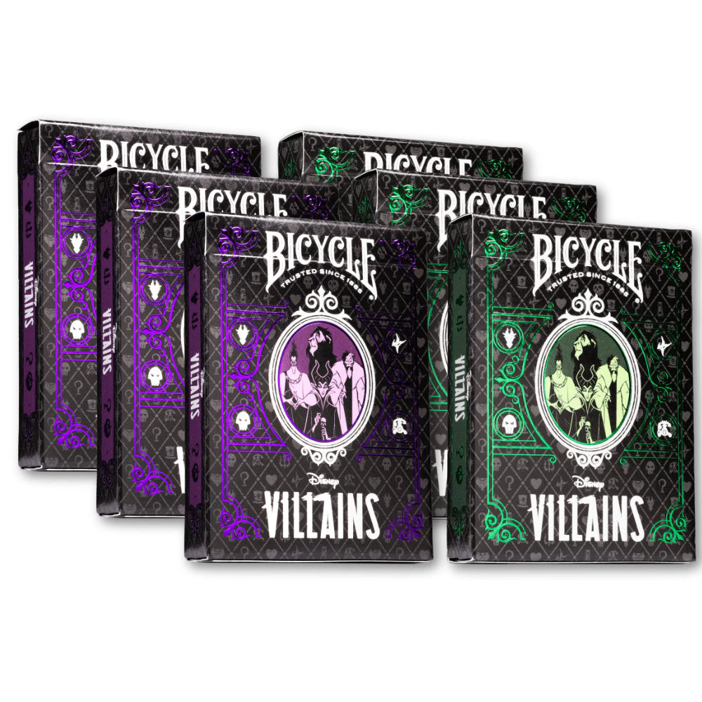 Bicycle Disney Villains Green/purple Mix Playing Cards Display (6)