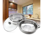 High quality 3 tier stainless steel steamer pressure cooker pressure cooker set glass lid