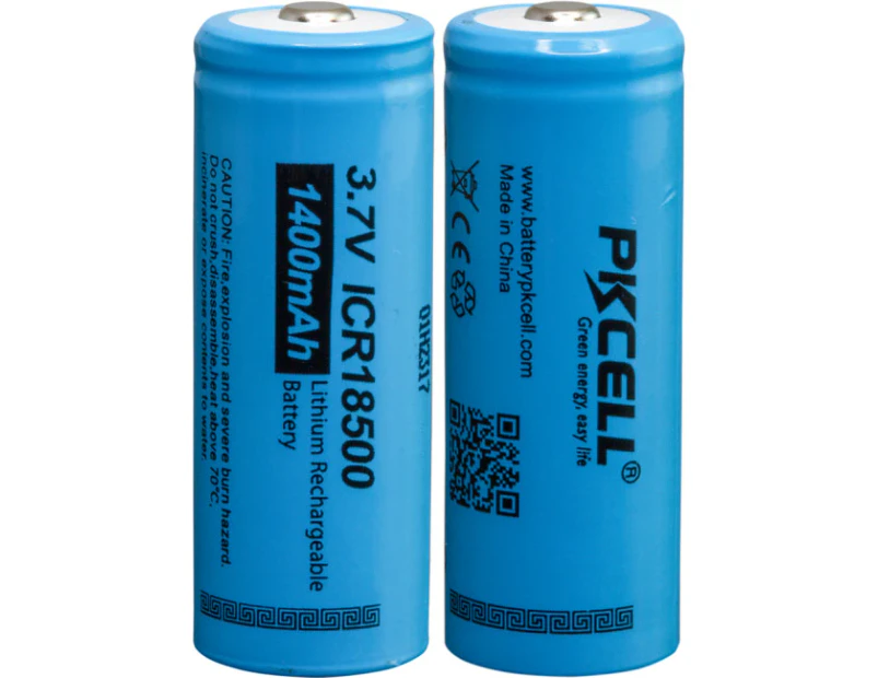 PKCELL PK18500  3.7V 1400Mah 18500 Li-Ion Battery 2Pk Rechargeable  2Pcs/Shrink