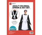 Adult White Colonial Apron and Hat Set