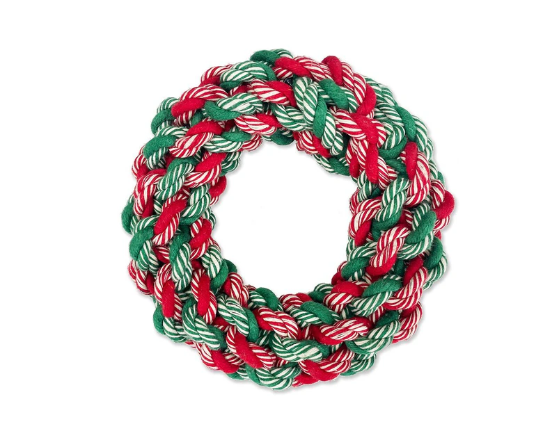 Wreath Rope Small 15cm Christmas Dog & Puppy Toy by Prestige