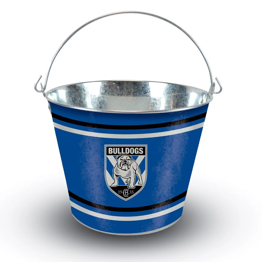 Canterbury Bulldogs NRL 5L Galvanised Tin Ice Bucket with Handle